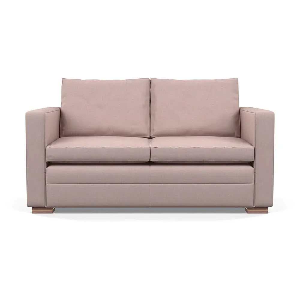2-Seater Sofa with Brass Walnut Legs - Pink, Cotton