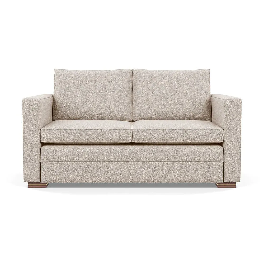 2-Seater Sofa with Brass Walnut Legs - Taupe, Boucle