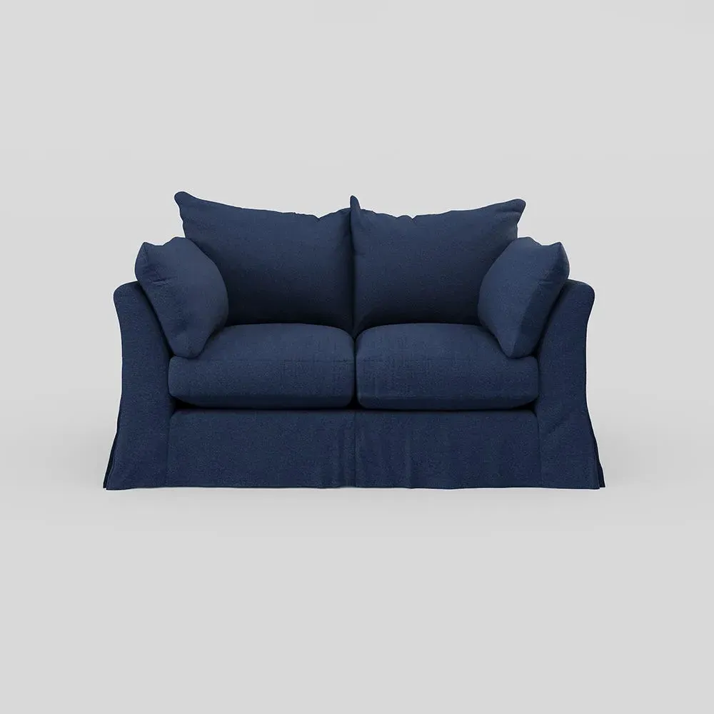 2-Seater Sofa with Loose Cover - Blue, Linen
