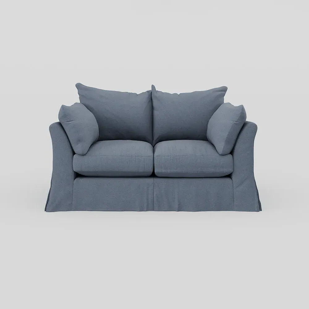 2-Seater Sofa with Loose Cover - Blue, Linen