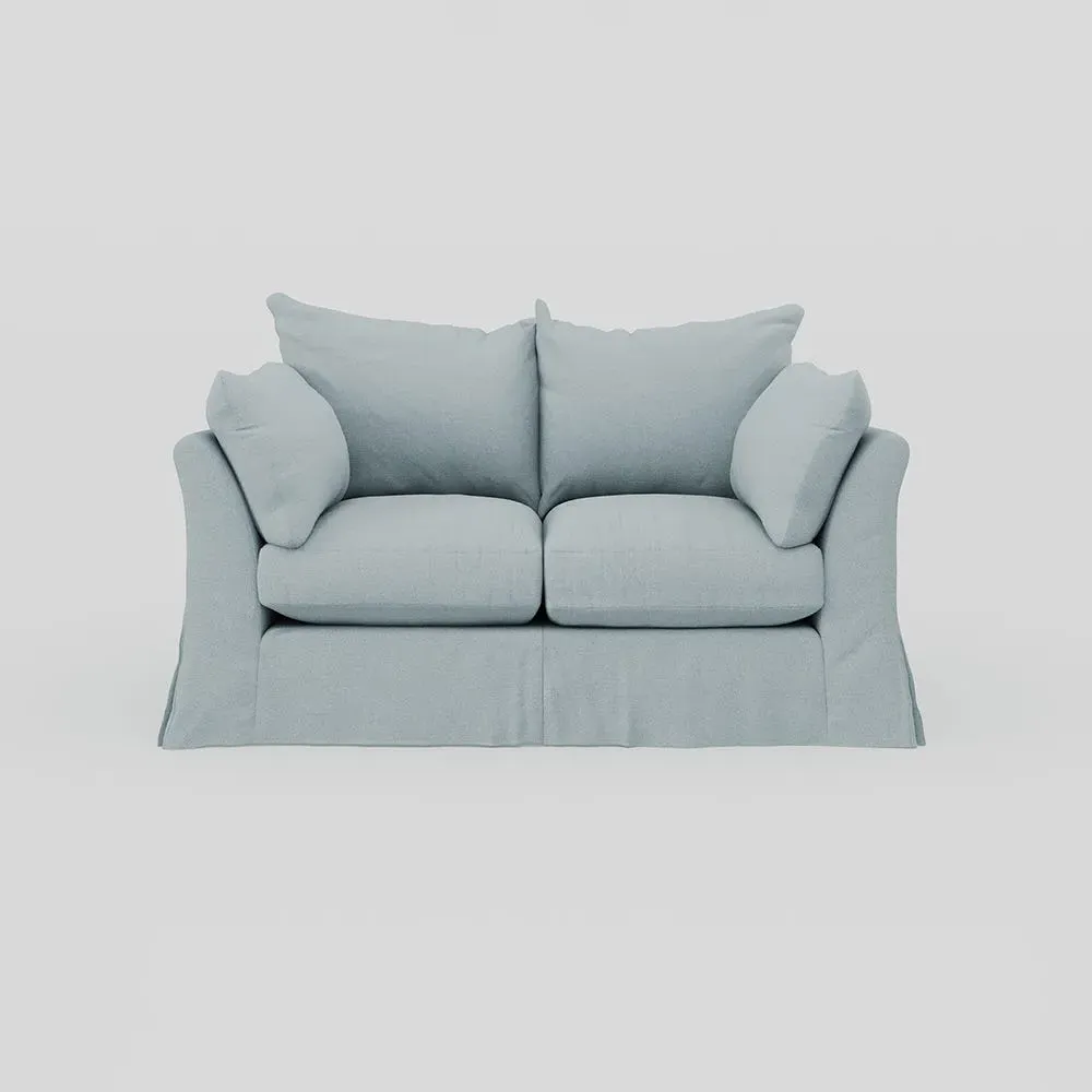 2-Seater Sofa with Loose Cover - Blue, Linen image