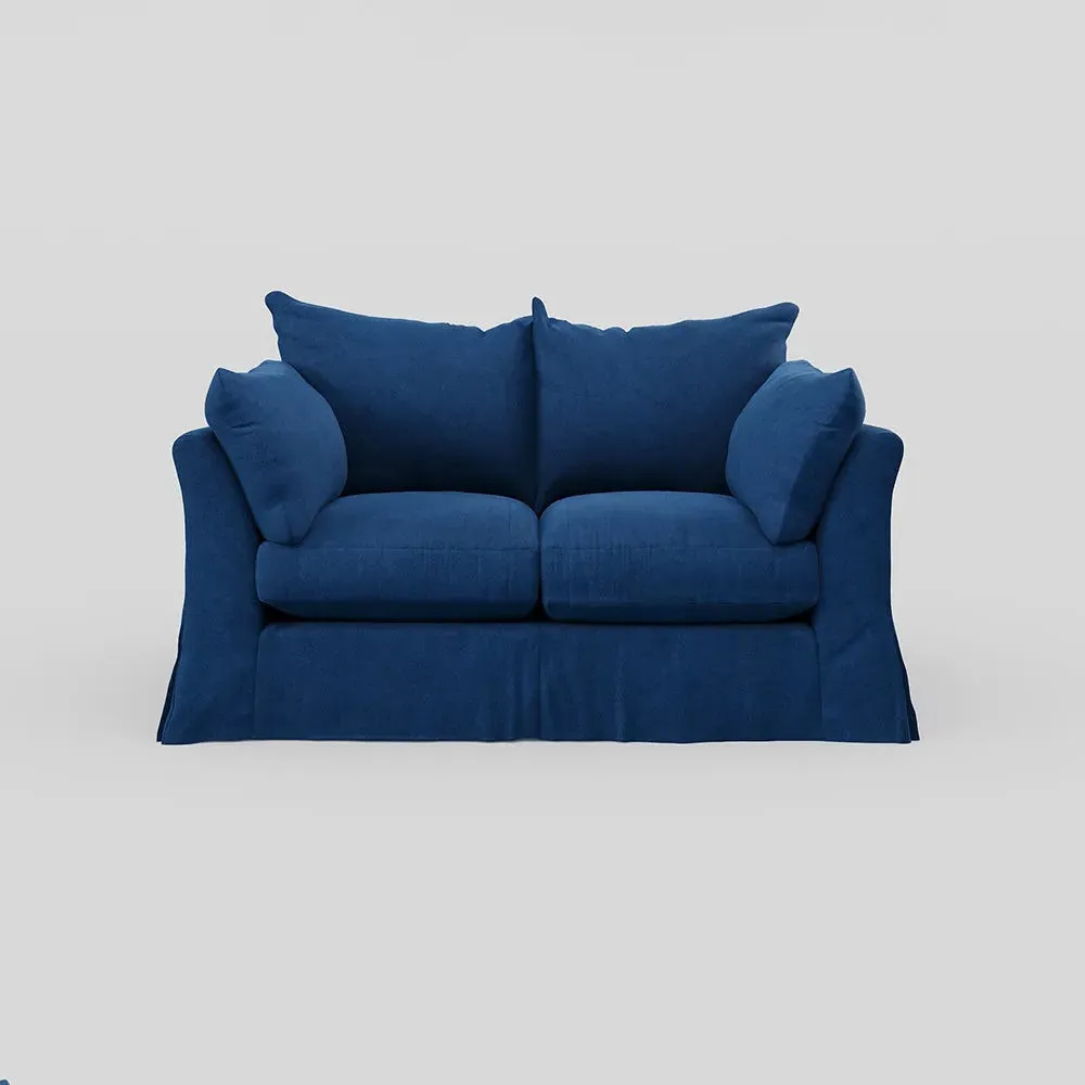 2-Seater Sofa with Loose Cover - Petrol, Velvet
