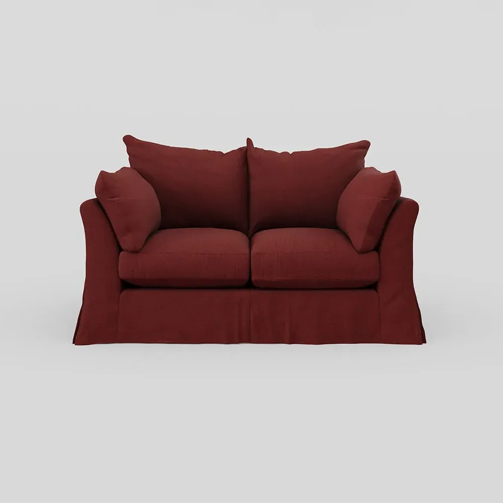 2-Seater Sofa with Loose Cover - Red, Linen