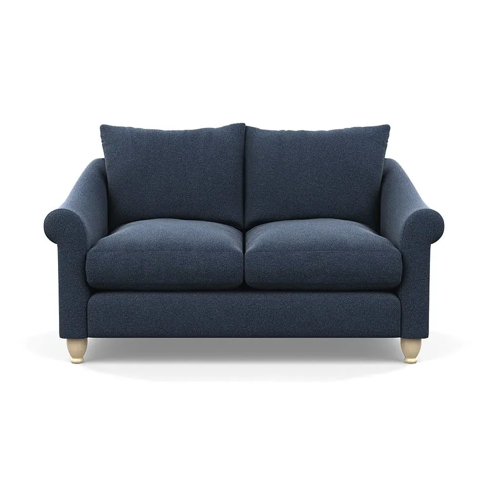 2-Seater Sofa with Natural Feet - Blue, Boucle
