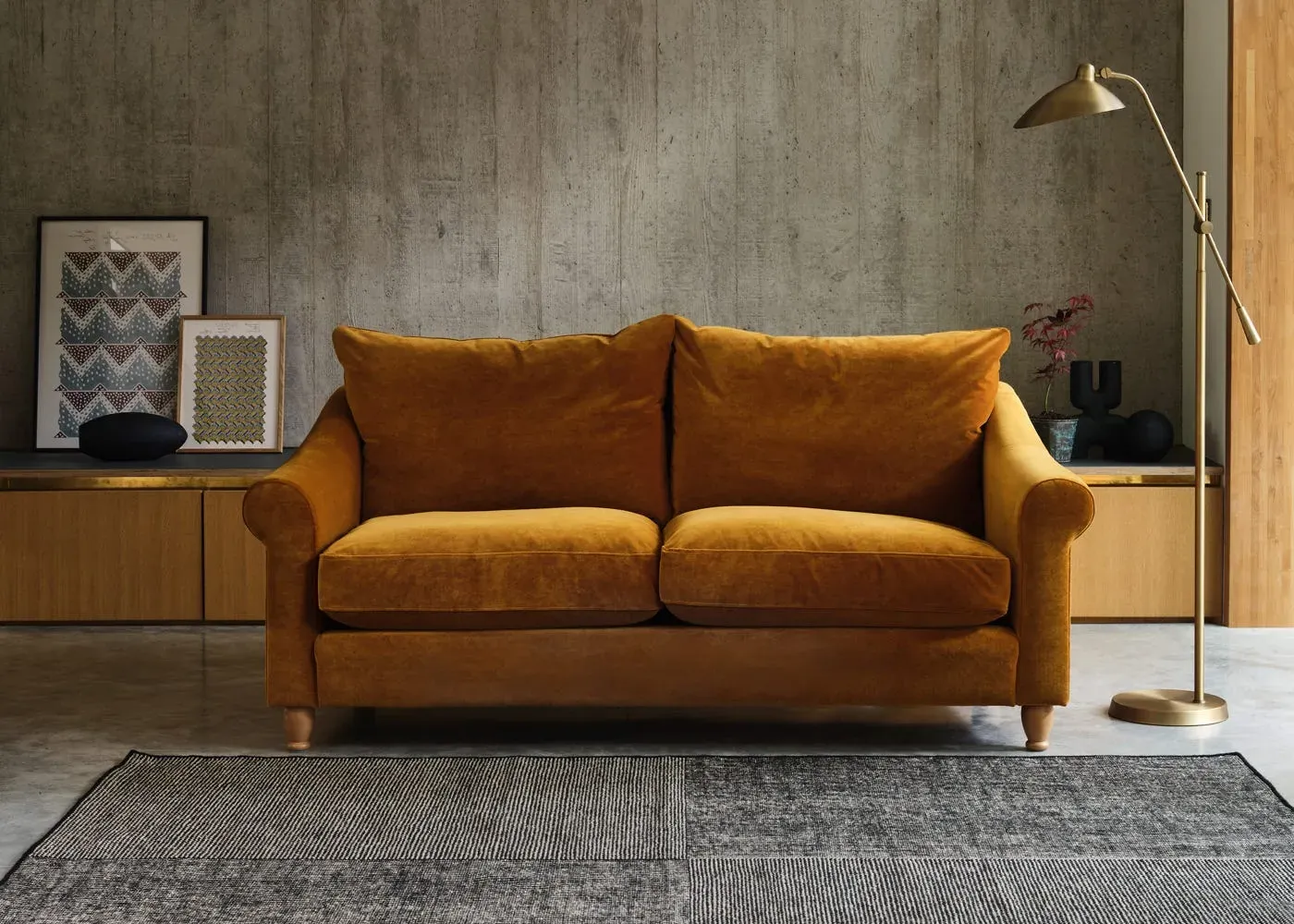2-Seater Sofa with Natural Feet - Ecru, Boucle