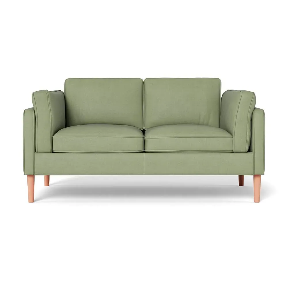 2-Seater Sofa with Natural Feet - Green, Cotton
