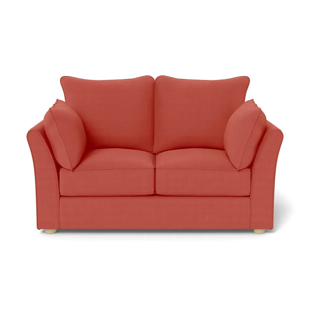 2-Seater Sofa with Natural Feet - Red, Linen