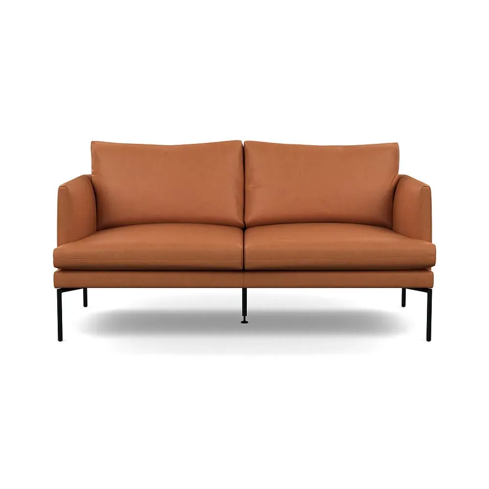 2-Seater Sofa with Pleated Detail - Brown, Leather