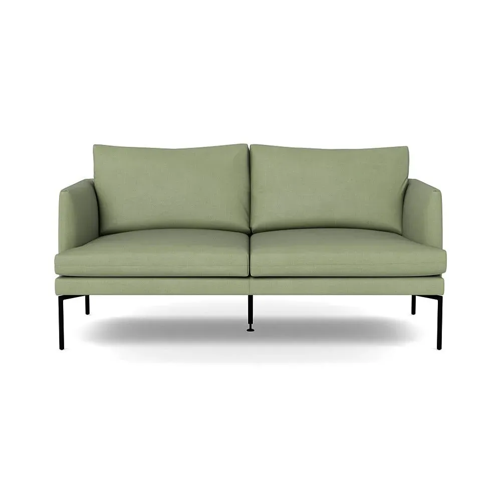 2-Seater Sofa with Pleated Detail - Green, Cotton image