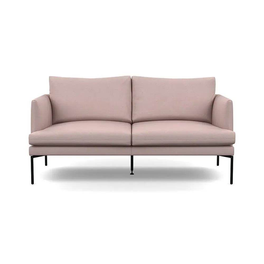 2-Seater Sofa with Pleated Detail - Pink, Cotton