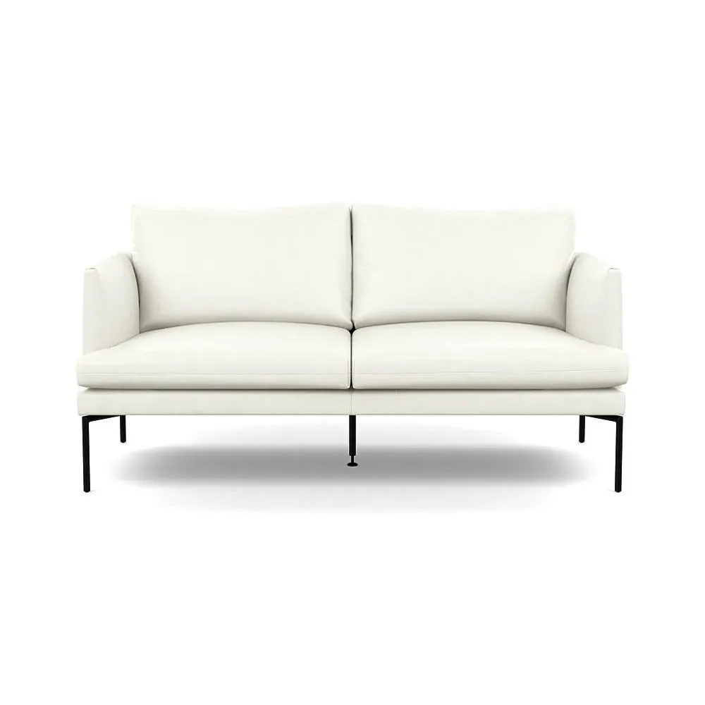 2-Seater Sofa with Pleated Detail - White, Leather