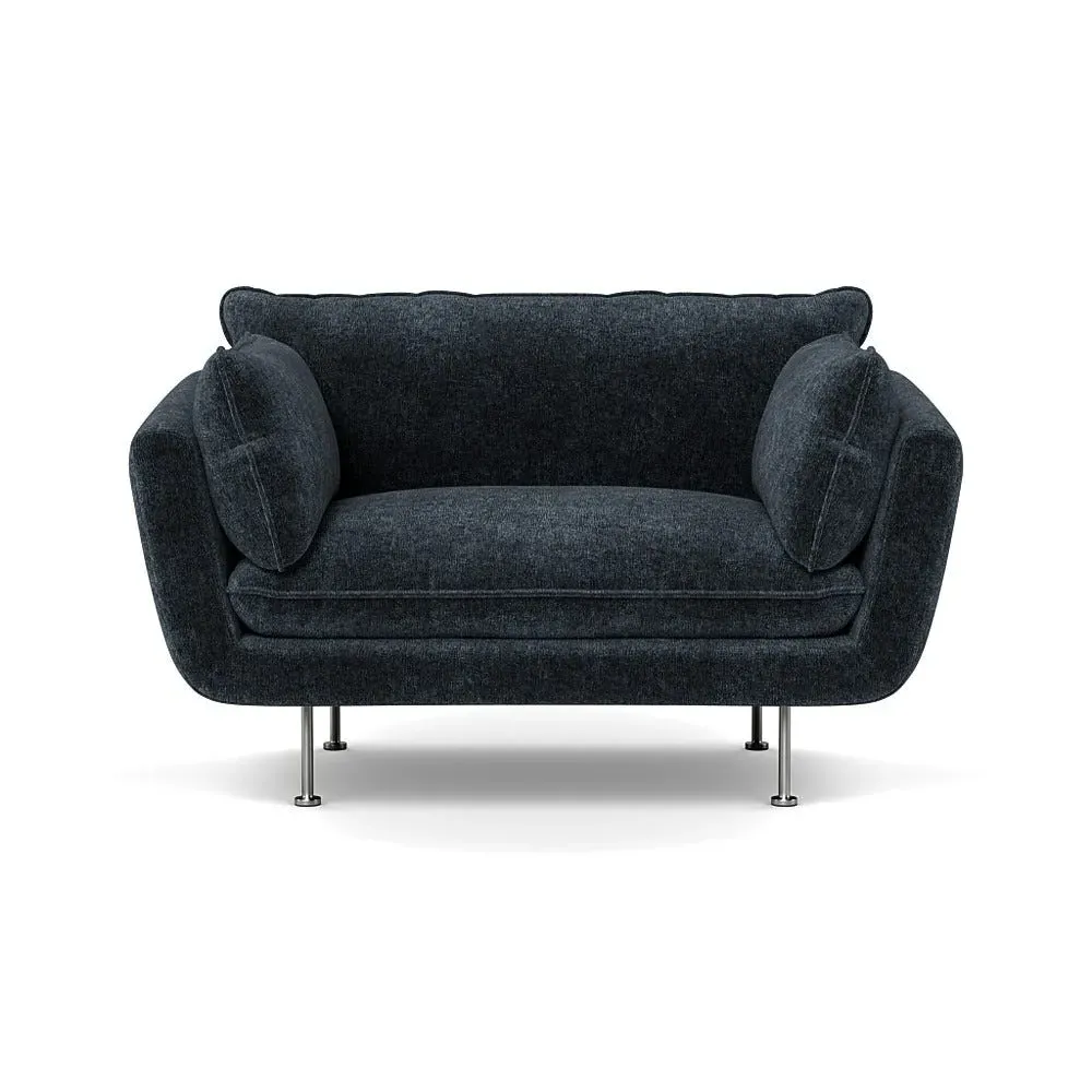 2-Seater Sofa with Steel Feet - Blue, Boucle