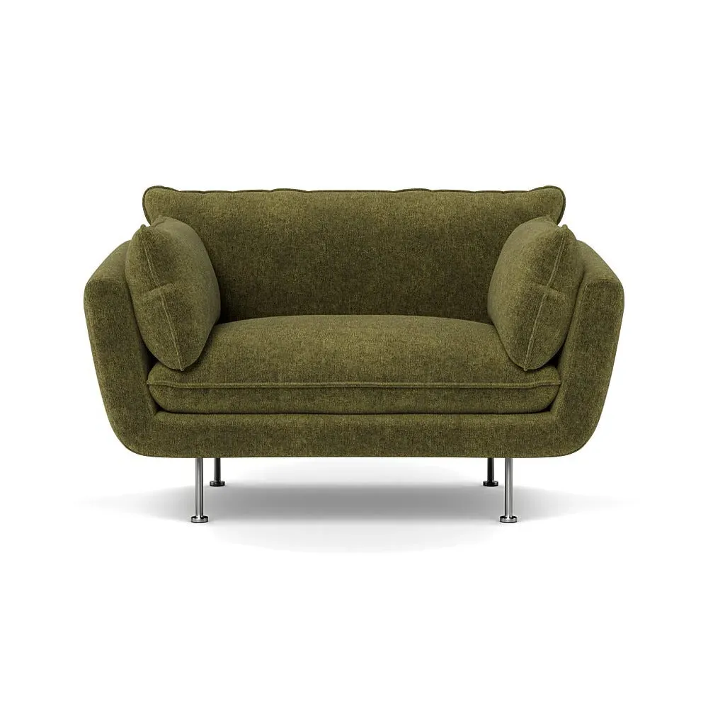2-Seater Sofa with Steel Feet - Green, Boucle