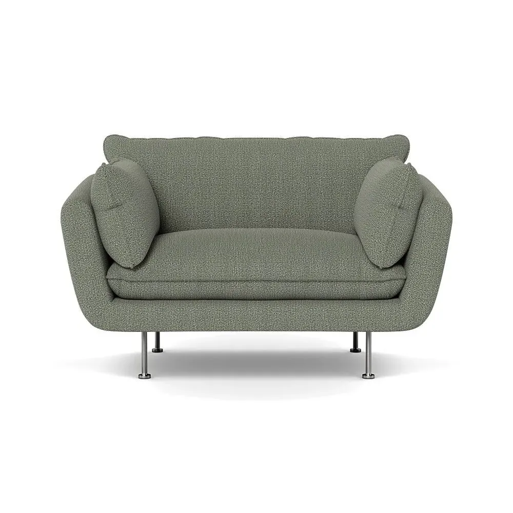 2-Seater Sofa with Steel Feet - Grey, Boucle