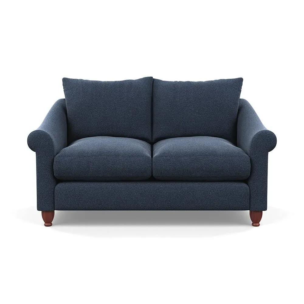 2-Seater Sofa with Walnut Feet - Blue, Boucle