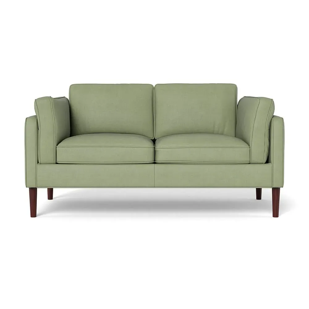 2-Seater Sofa with Walnut Feet - Green, Cotton