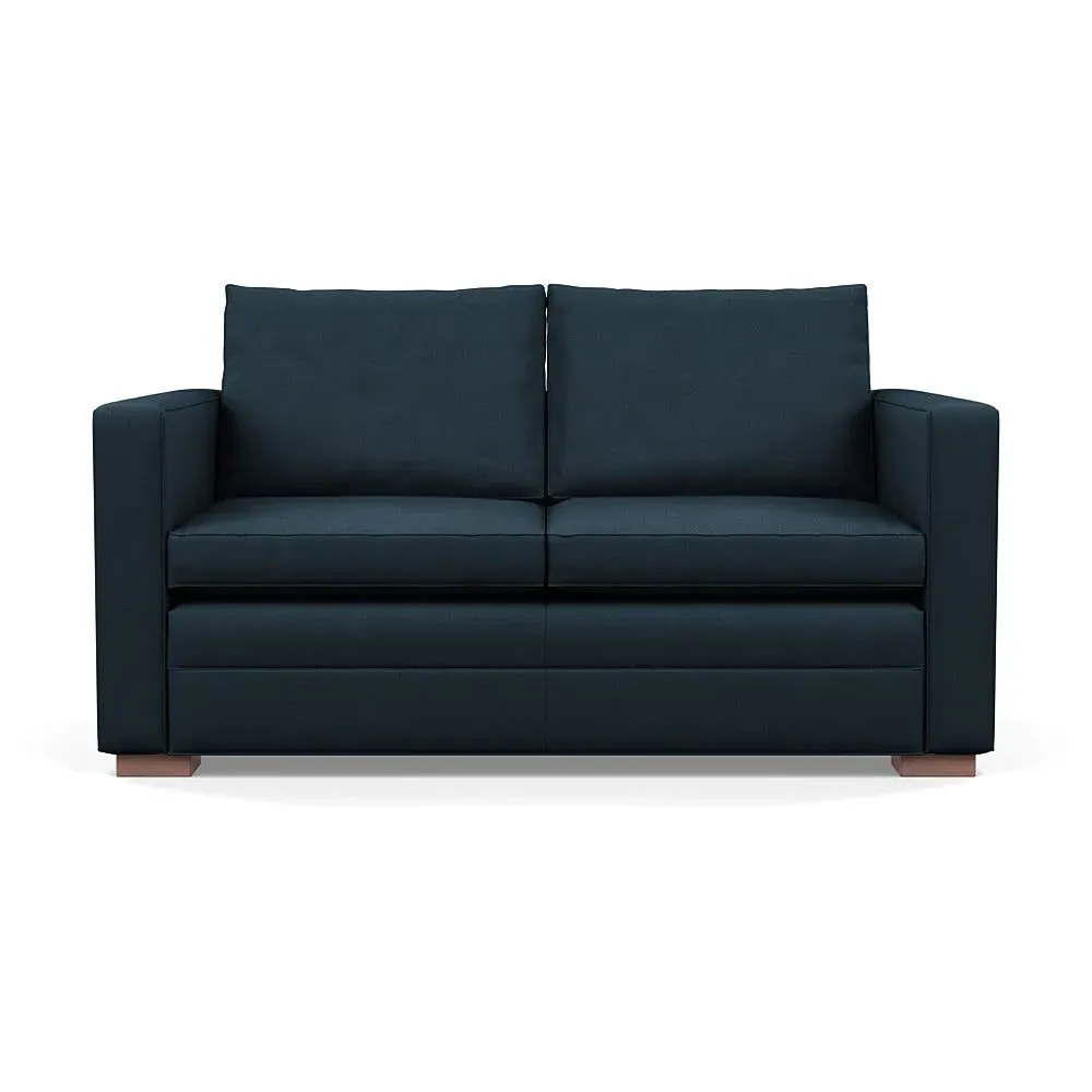 2-Seater Sofa with Walnut Legs - Blue, Cotton