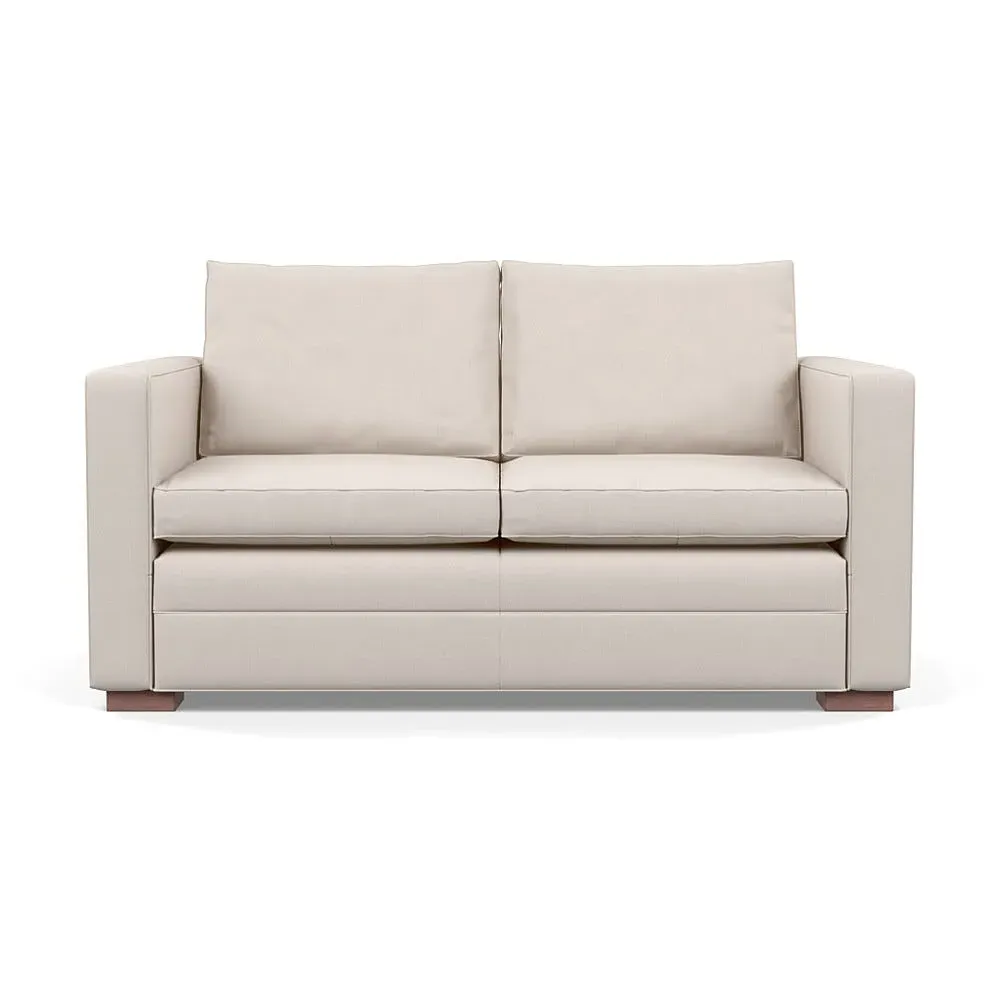 2-Seater Sofa with Walnut Legs - Cream, Cotton