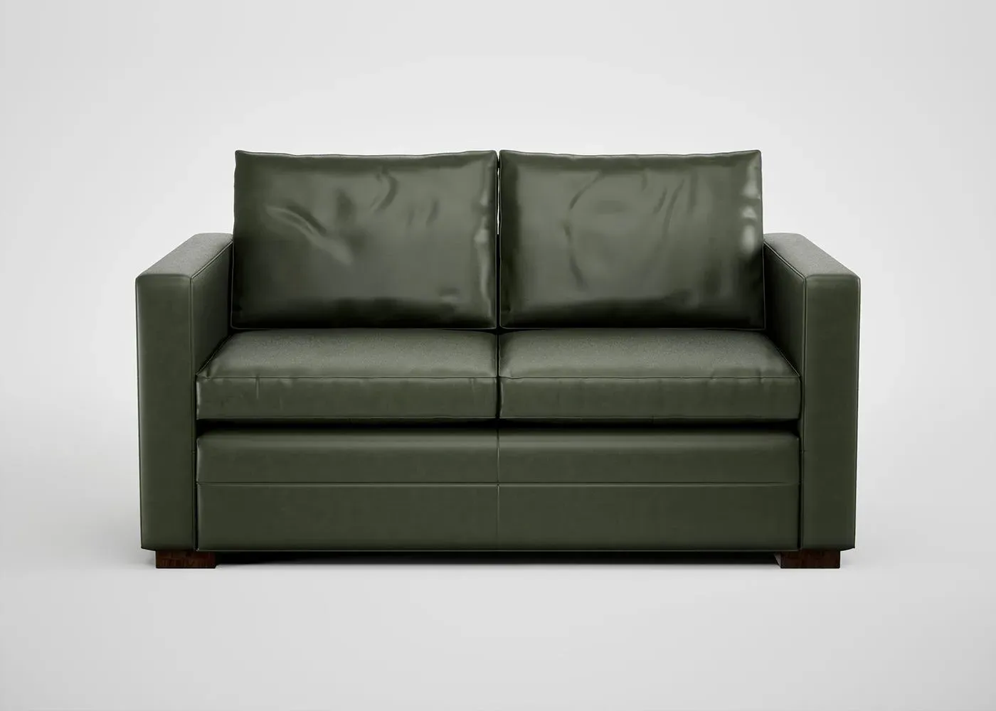 2-Seater Sofa with Walnut Legs - Green, Cotton