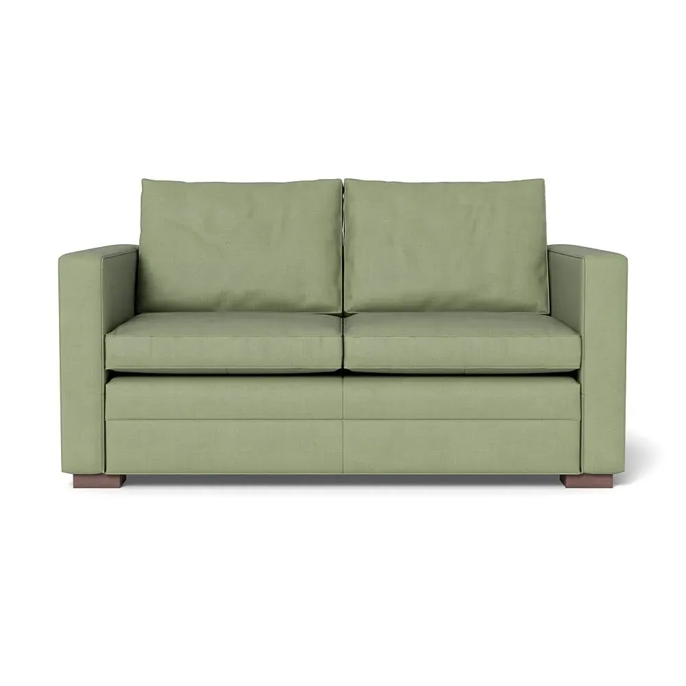 2-Seater Sofa with Walnut Legs - Green, Cotton