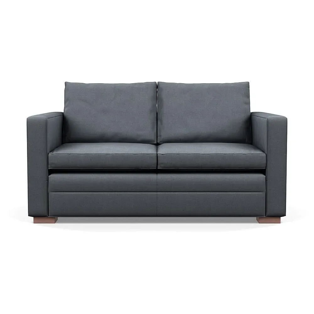 2-Seater Sofa with Walnut Legs - Grey, Cotton