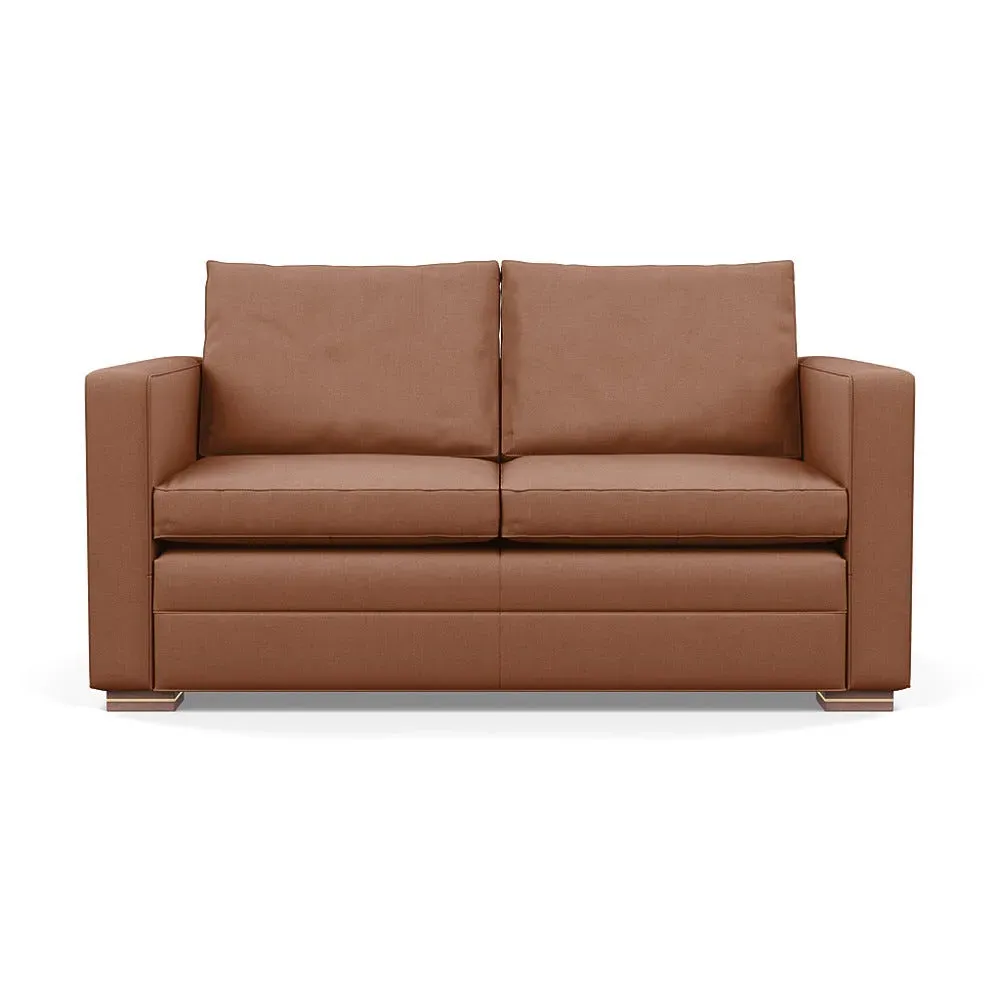 2-Seater Sofa with Walnut Legs - Pink, Cotton