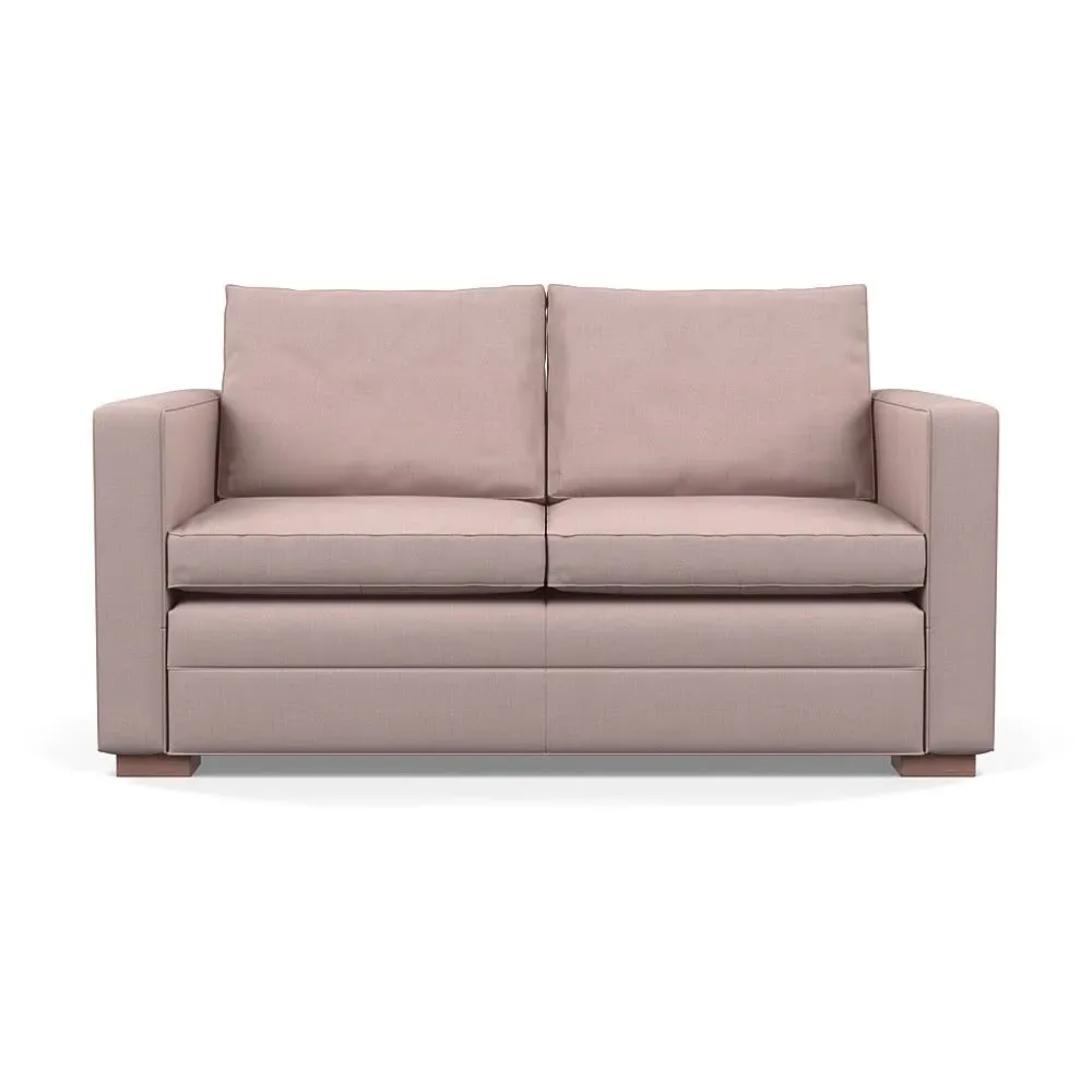 2-Seater Sofa with Walnut Legs - Pink, Cotton