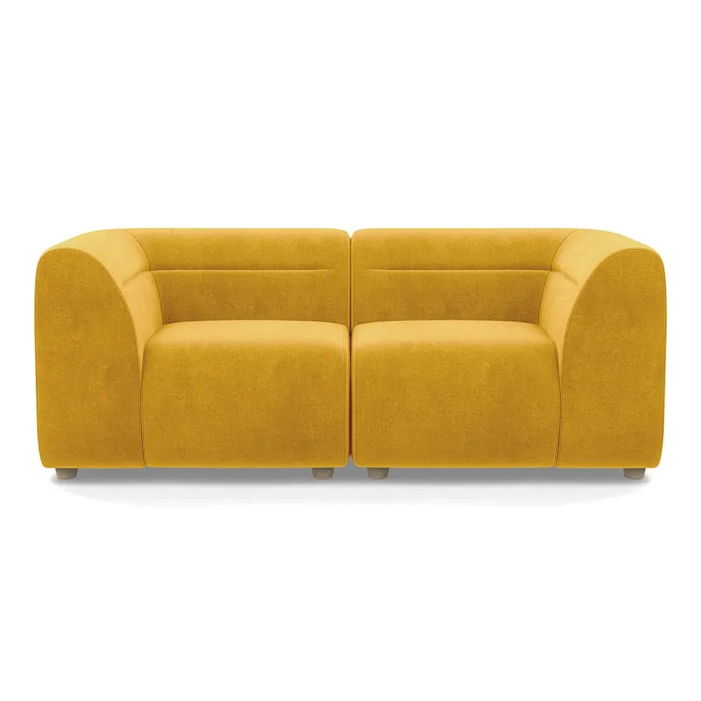 2-Seater Sofa - Yellow, Velvet