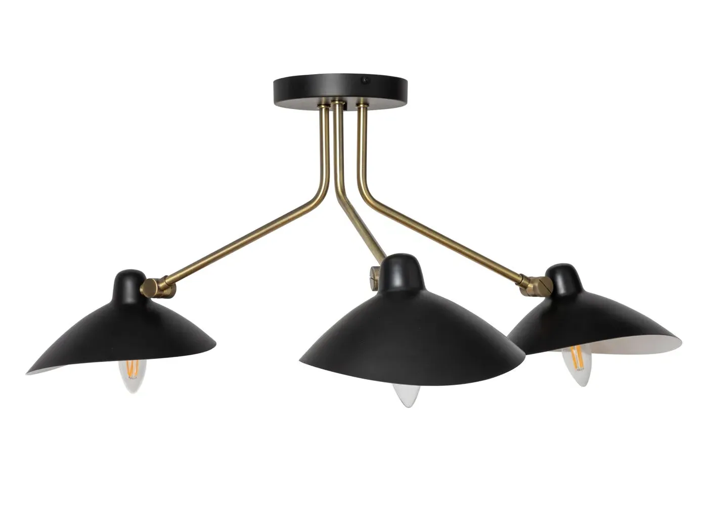 3-Arm Semi Flush Ceiling Light - Black image