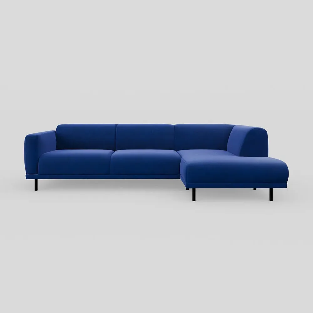 3-Seater Chaise Sofa Left Hand Facing - Blue, Velvet image