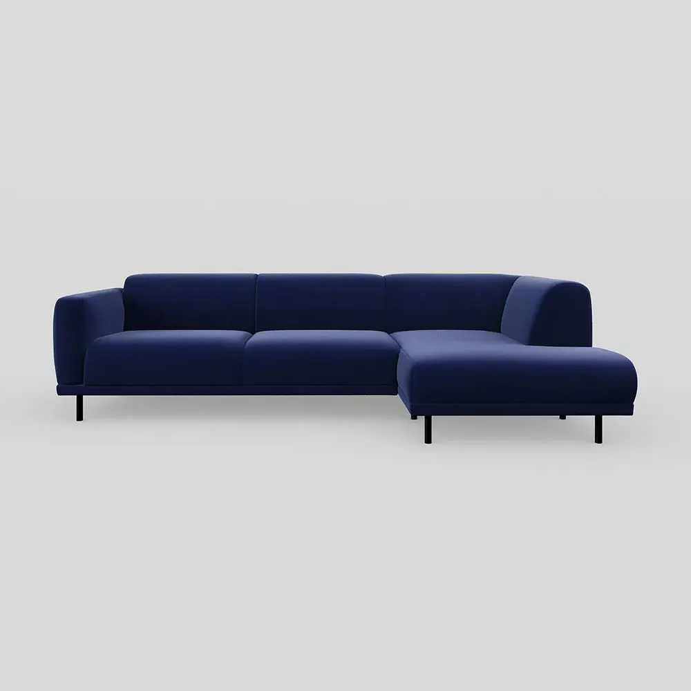 3-Seater Chaise Sofa LHF - Blue, Velvet image