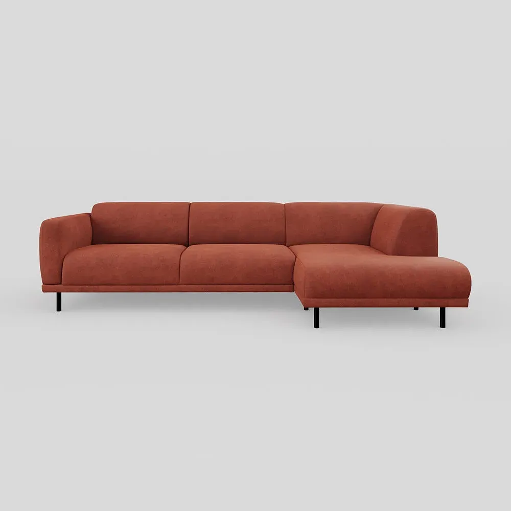 3-Seater Chaise Sofa LHF - Orange, Velvet image