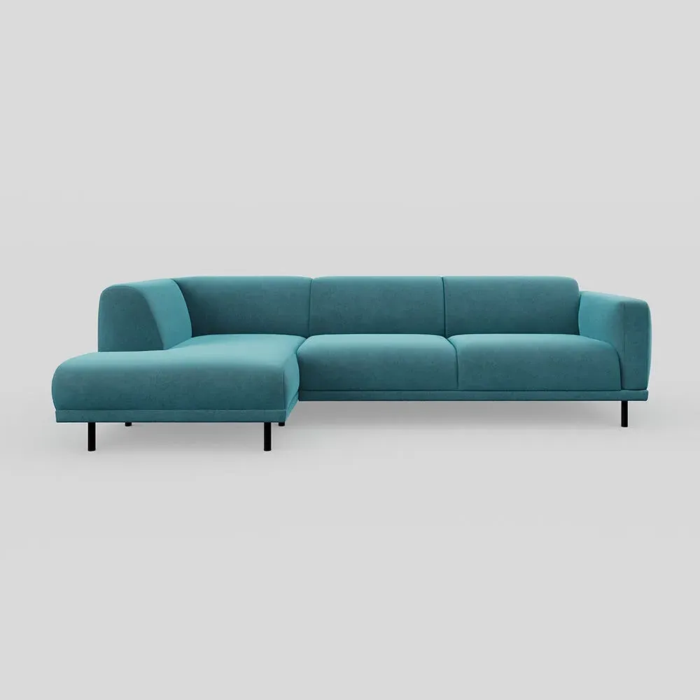 3-Seater Chaise Sofa RHF - Blue, Velvet image