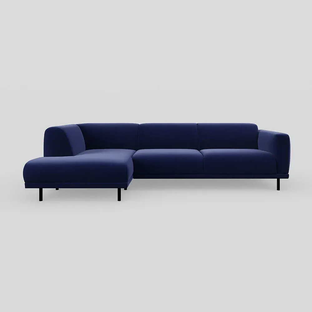 3-Seater Chaise Sofa RHF - Blue, Velvet image