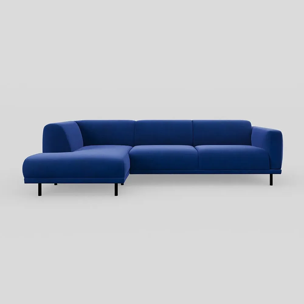 3-Seater Chaise Sofa RHF - Blue, Velvet image