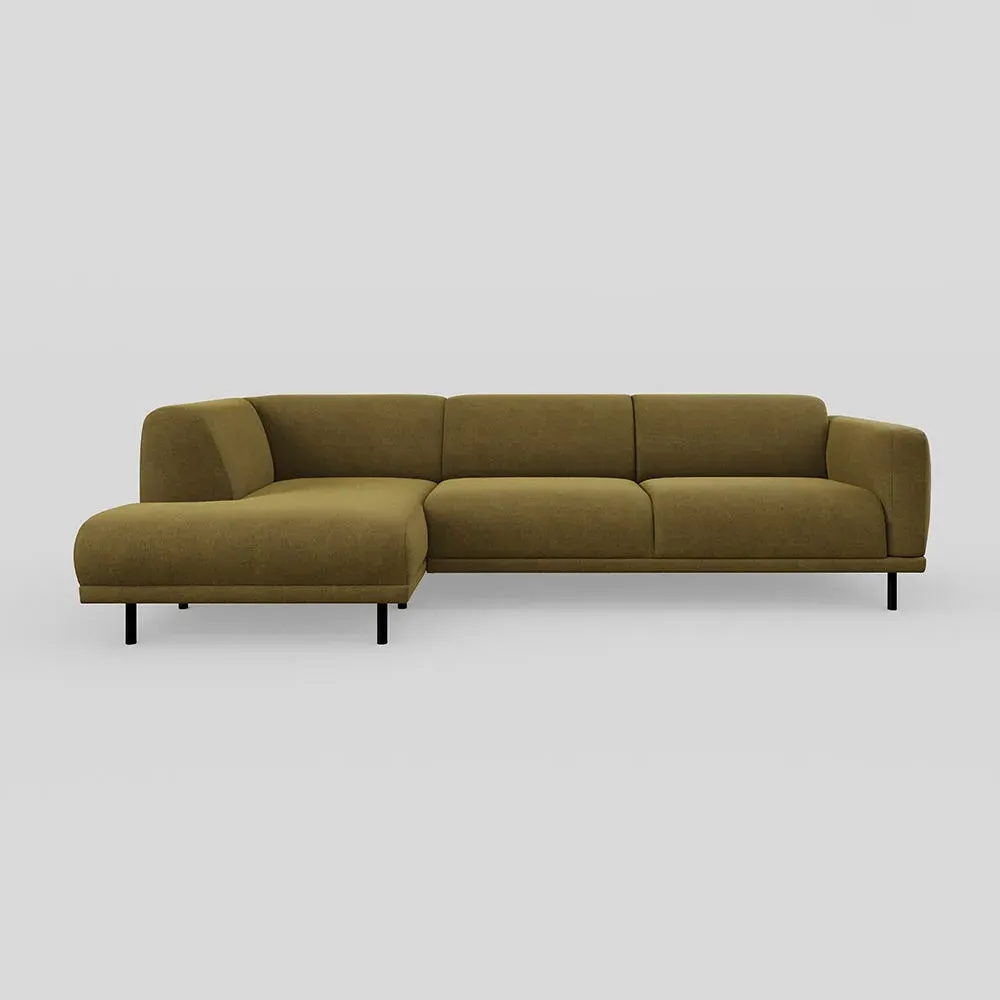 3-Seater Chaise Sofa RHF - Green, Velvet image