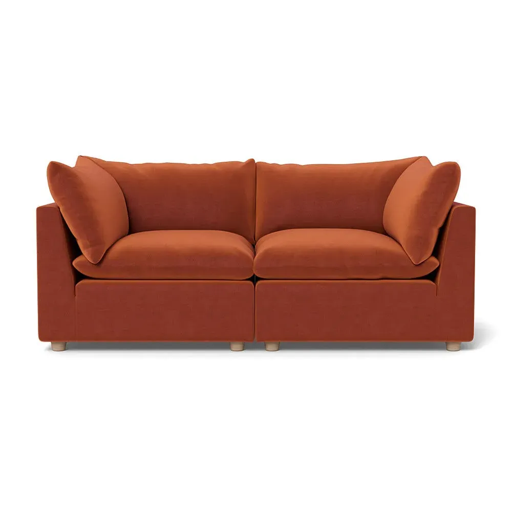 3-Seater Feather Sofa - Russet, Cotton Velvet