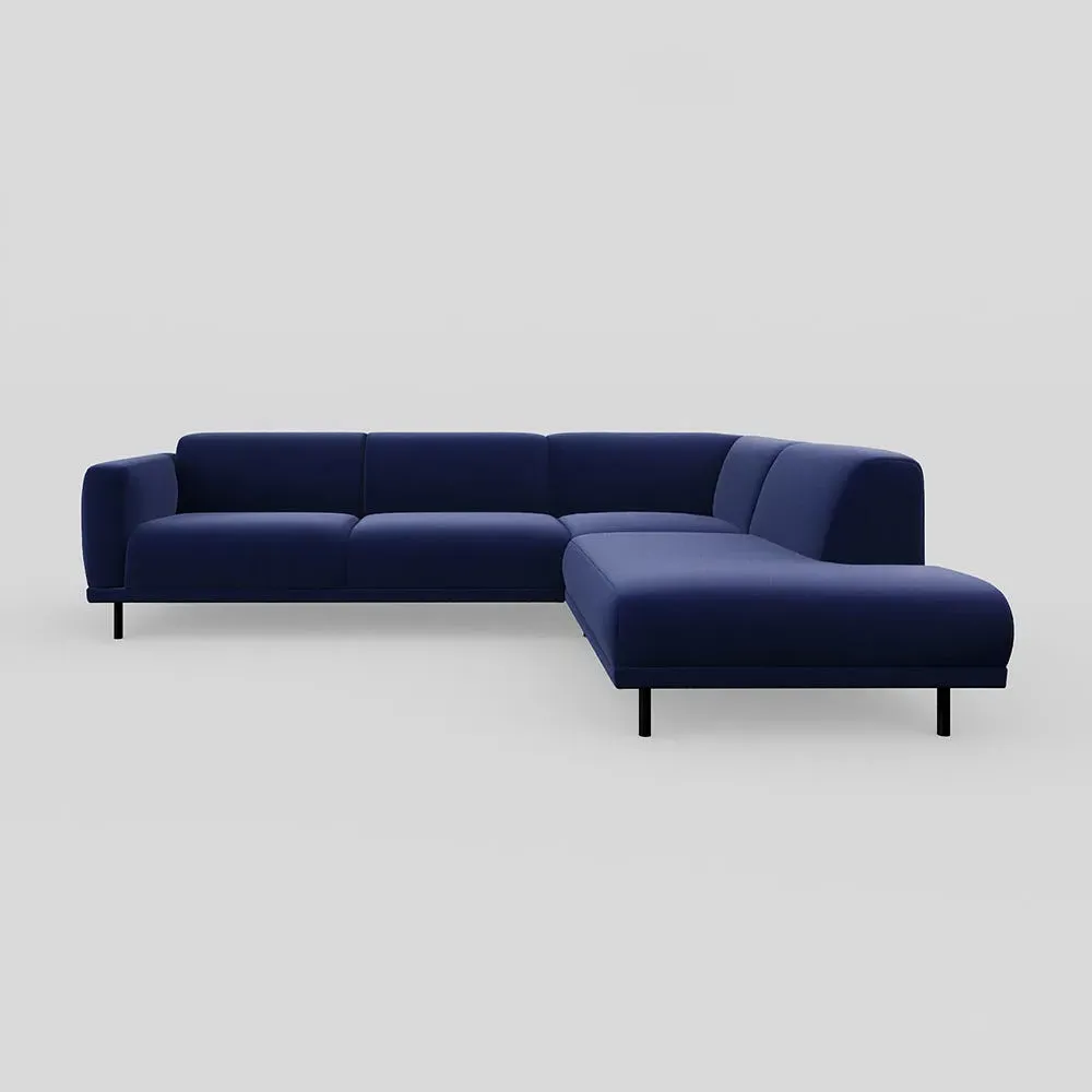 3-Seater Open End Sofa LHF - Blue, Velvet