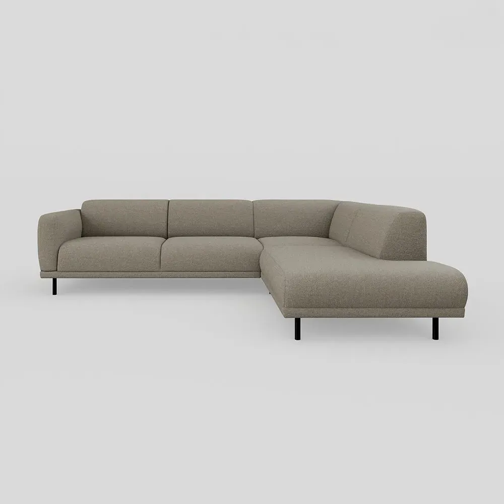 3-Seater Open End Sofa LHF - Grey, Fabric
