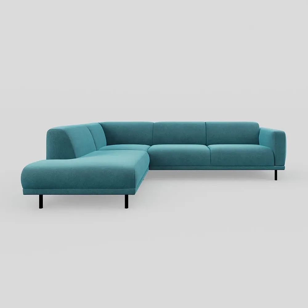 3-Seater Open End Sofa RHF - Blue, Velvet