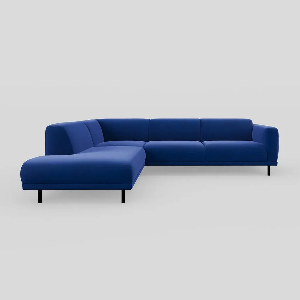 3-Seater Open End Sofa RHF - Blue, Velvet