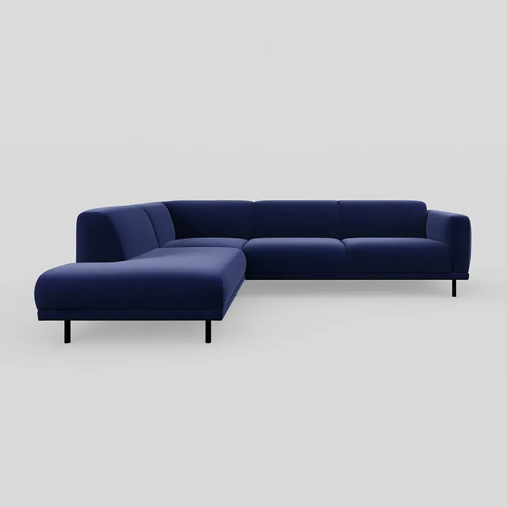 3-Seater Open End Sofa RHF - Blue, Velvet