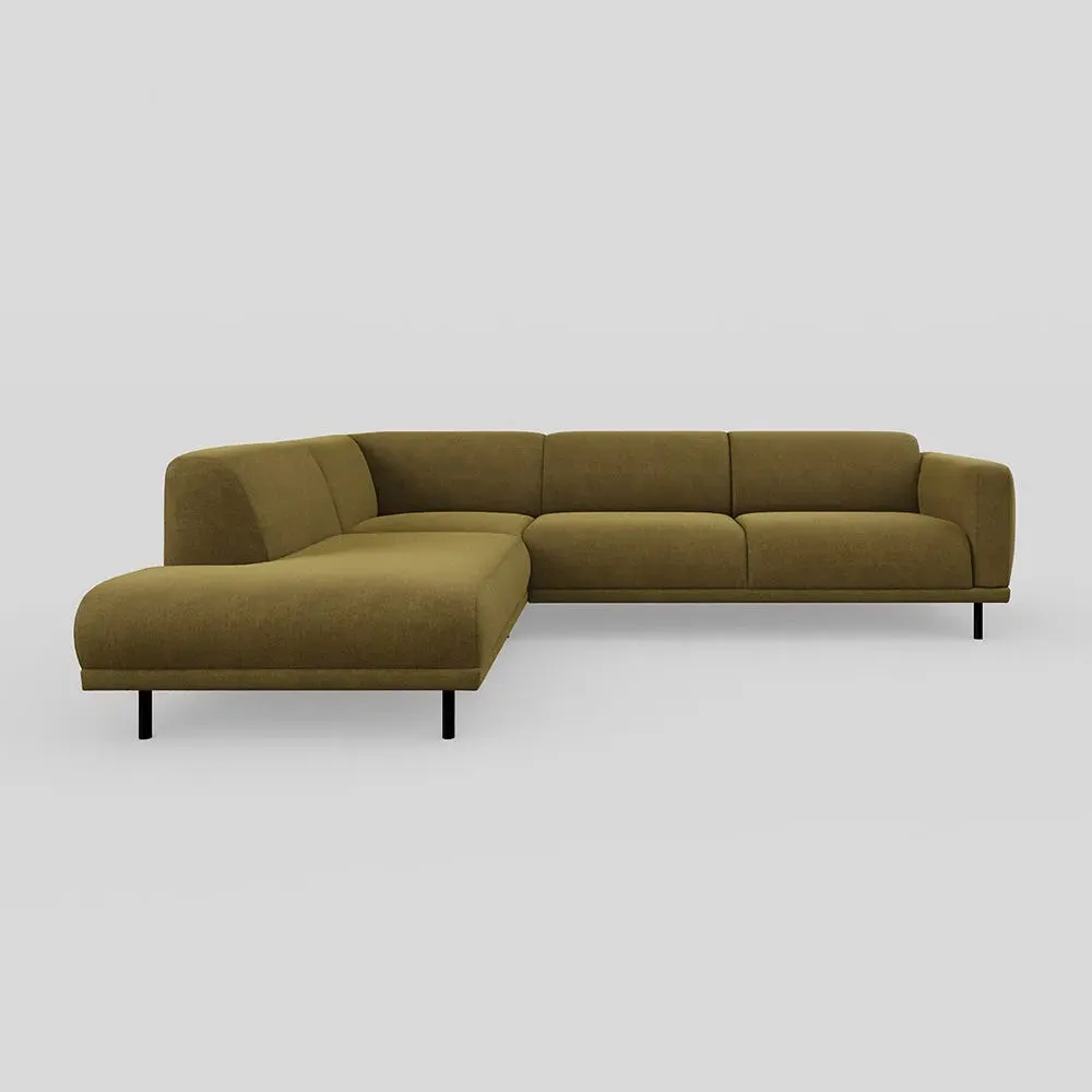 3-Seater Open End Sofa RHF - Green, Velvet