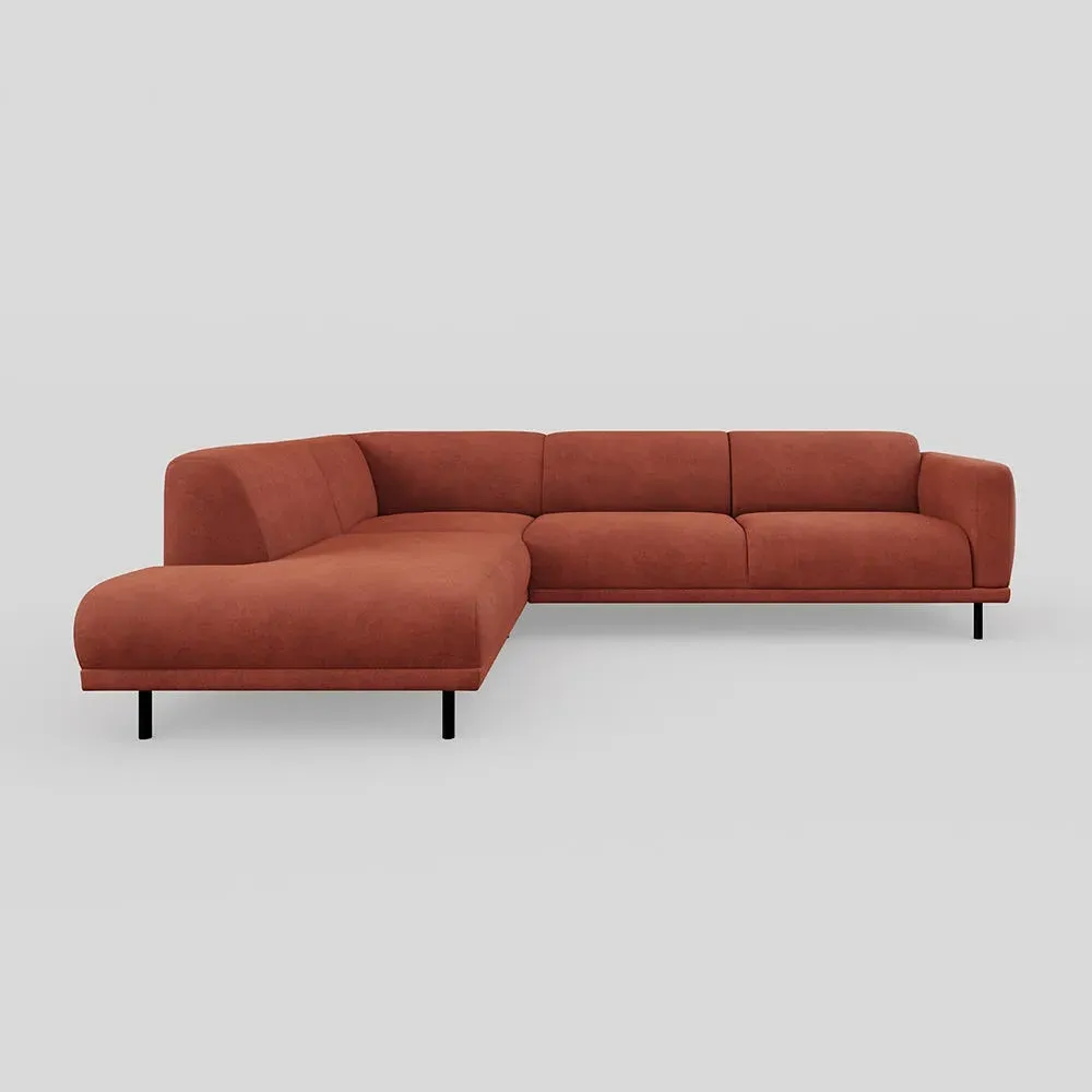 3-Seater Open End Sofa RHF - Orange, Velvet