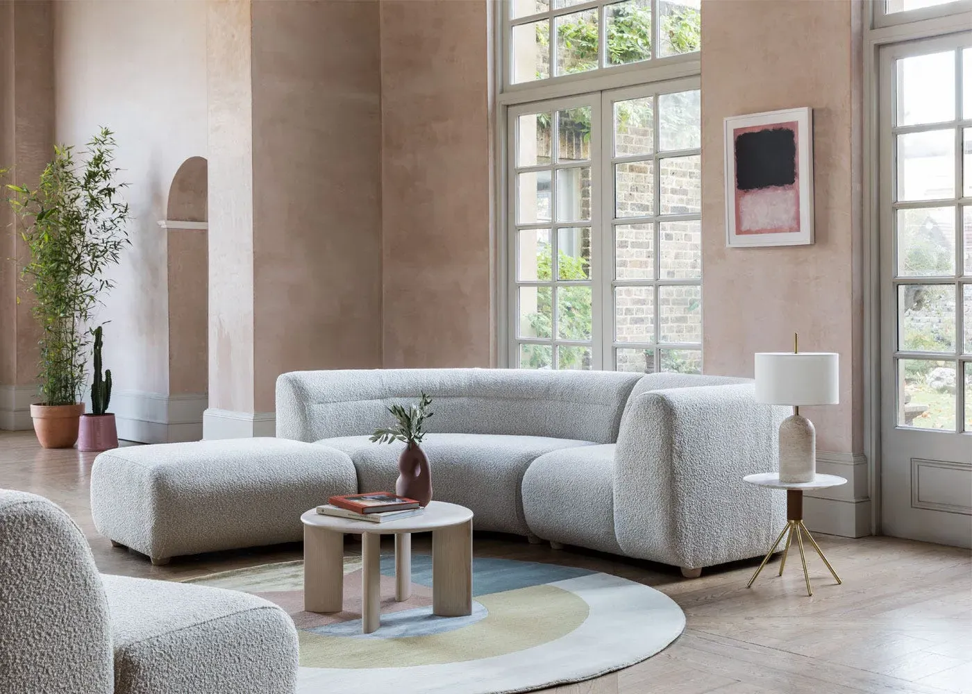 3-Seater Sofa - Blue, Boucle Velvet