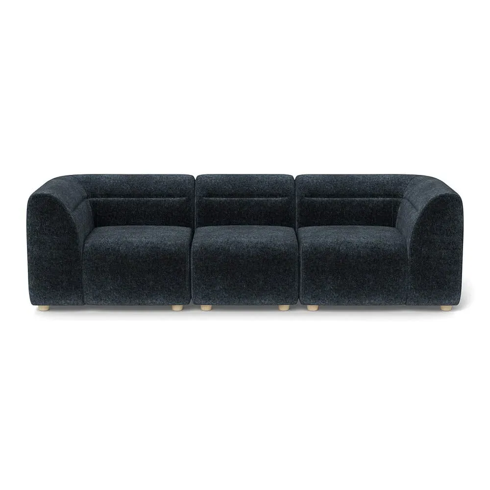 3-Seater Sofa - Blue, Boucle Velvet