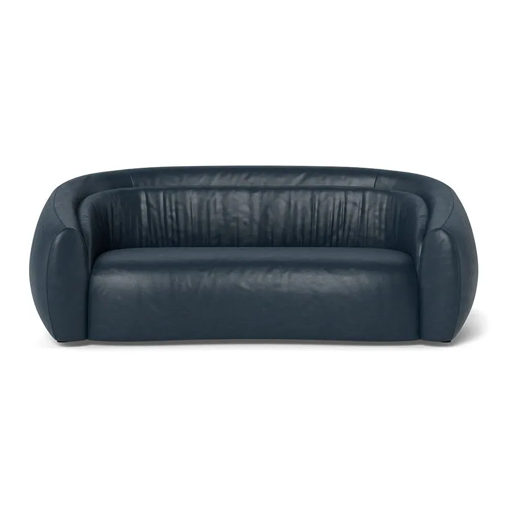 3-Seater Sofa - Blue, Stonewash Leather