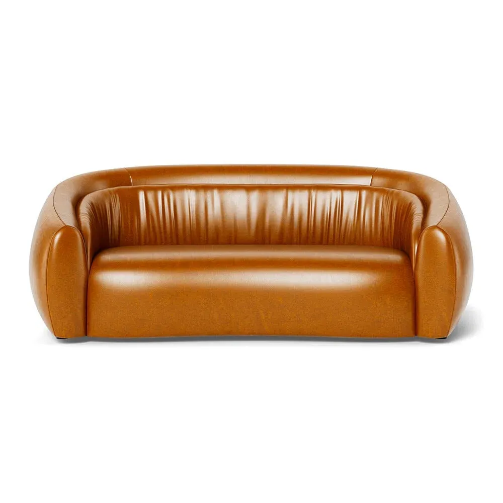 3-Seater Sofa - Brown, Stonewash Leather