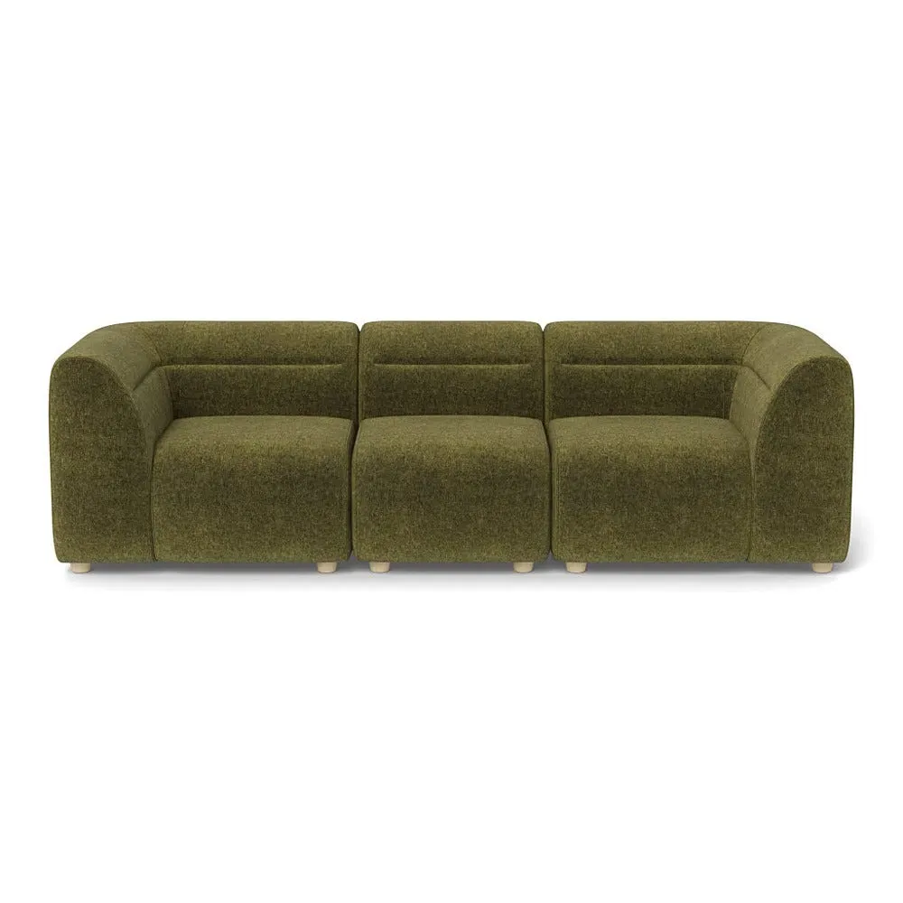 3-Seater Sofa - Green, Boucle Velvet