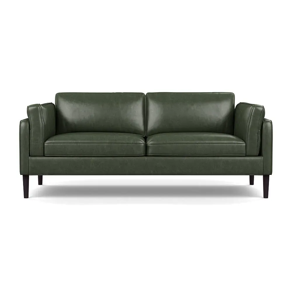 3-Seater Sofa - Green, Stonewash Leather